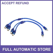 2pcs Male to 2Female RCA Car Amplifier Audio Splitter Adapter Y Cable Wire Cords