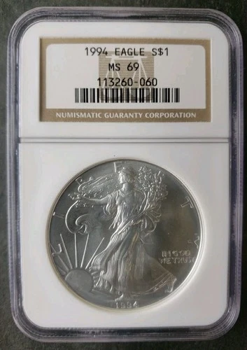 1994 $1 American Silver Eagle Dollar NGC MS69