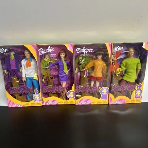 Vintage 2002 Mattel Barbie Ken Scooby-Doo Complete Set Of 4 B3282-4 55887 Mint