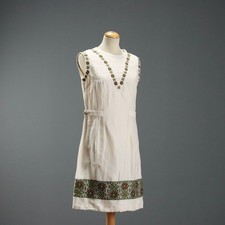 Abito Vintage Stile Etnico Garza di Lino Ricami Taglia 44 Anni 60-70