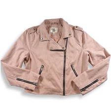 Outer Edge Womens Faux Suede Moto Jacket Blus...