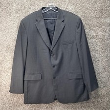 Haggar Black Label Mens 46L Charcoal Gray 3-Button Wool Blend Blazer Jacket 46 L