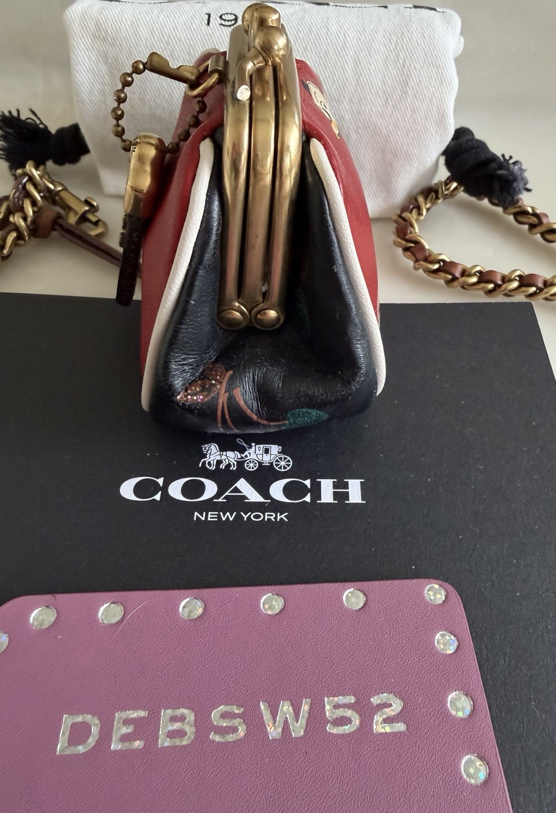 COACH 1941 DR. DOODLE DUCK MINI POUCH DOUBLE KISSLOCK XBODY LTD RED/MULTI 23195 image 9