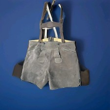 German Lederhosen VTG Suede Leather Bavarian Shorts Octoberfest Suspenders READ