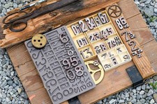 Letterpress Numbers 5" x 8" Silicone Decor Mould Finnabair Steampunk