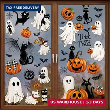 87 PCS Halloween Window Clings Ghost Decals Decor, Vintage Ghost Evil Pumpkin Ba