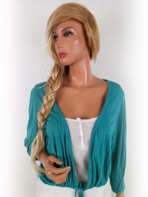 ZIZZI Damen Gebundener Cardigan Gr. M Blau Viskose Leichter Strick 3/4 Ärmel