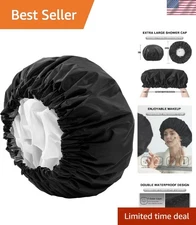 Luxury Extra Large Waterproof Shower Cap for All Hair Types - Reusable & Stylish