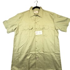 Dickies Short Sleeve Work Shirt Men XL Khaki Button Front Two Pocket NWT