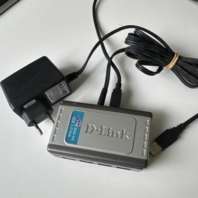 D-Link DUB-H4 USB 2.0 Hub 4-Port (1:4) mit Netzteil, silber/schwarz