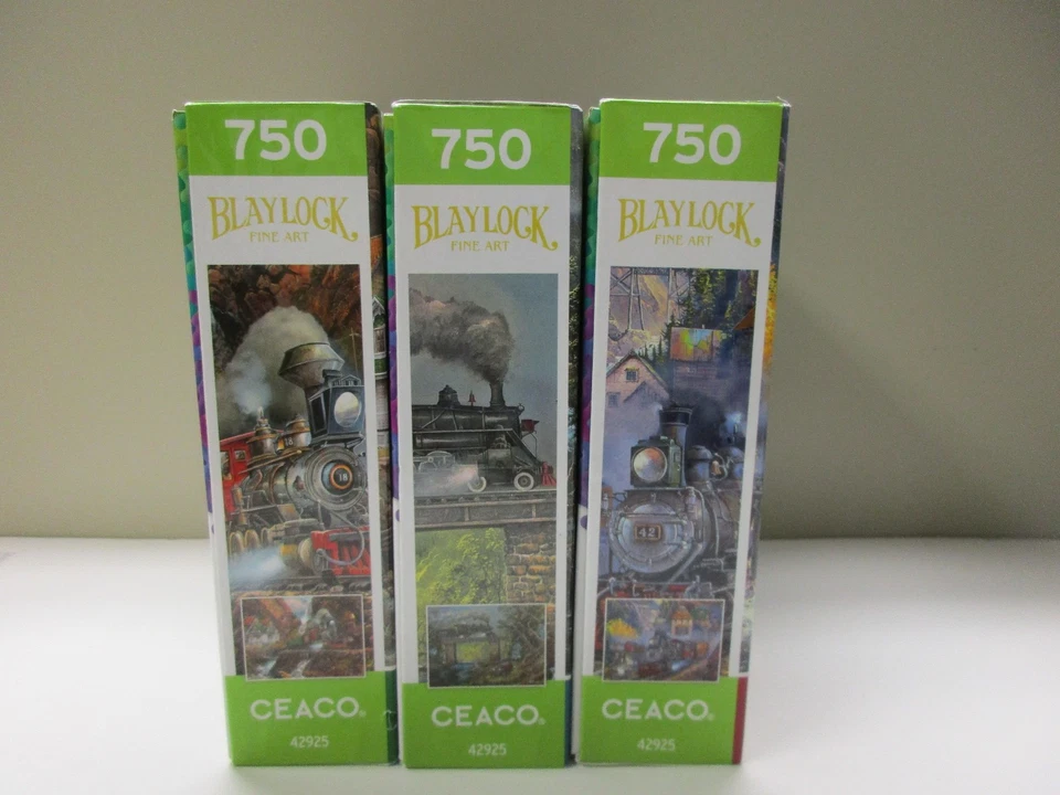 Lot 3 Ted Blaylock 750 Piece Jigsaw Puzzles Trains Railroads Fine Art Complete - Image 2 of 4