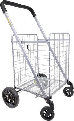 Cruiser Cart Deluxe 2 Shopping Grocery Rolling Folding Laundry Basket on Wheels