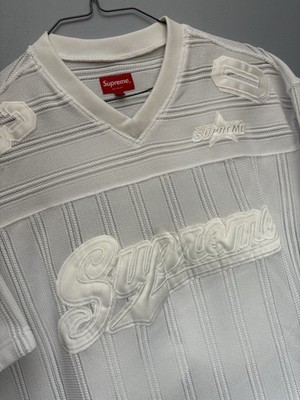 Supreme Mesh Stripe Football Jersey Top SS21 White Size Extra