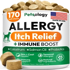 Dog Allergy Relief Chews   170 Dog Allergy Chews   Itch Relief for Dogs   Omega