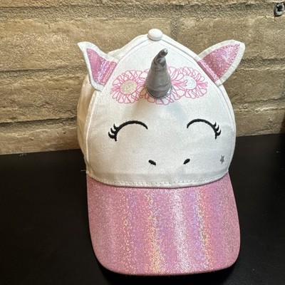 Unicorn Hat Cap Girls Strap Back Sparkly Pink Brim Cap Kid Youth Adjustable