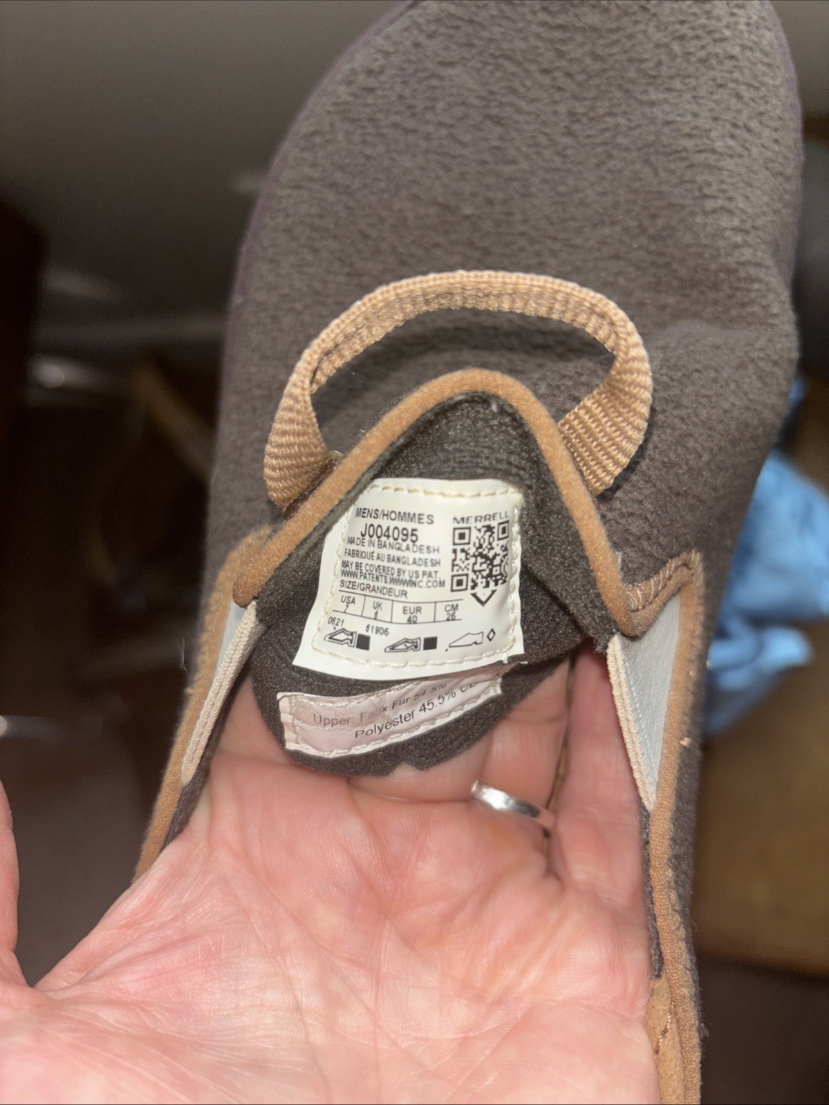 Merrell Hut Moc comode pantofole uomo 7 Dk marrone pile slip on scarpe comode