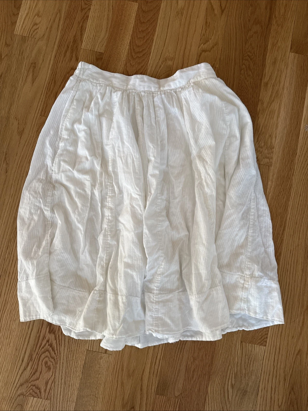 Maeve by Anthropologie Linen/Cotton White Pull-On Midi Skirt - Size Small