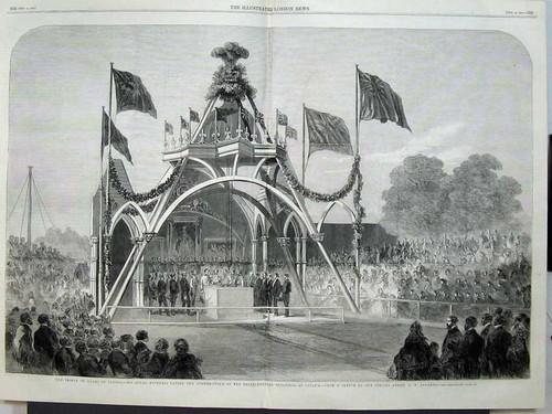 Antique Old Print 1860 Prince Wales Canada Parliamentary Buildings Ottawa 19th