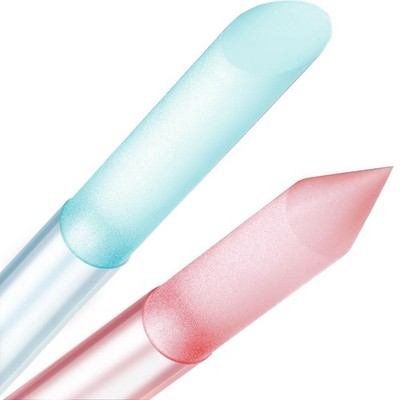 Curvlife 2-Pack Glass Cuticle Pushers with Leather Cases, Crystal Blue Pink 