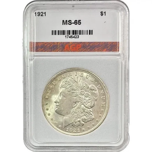 1921 MORGAN SILVER DOLLAR $1 BLAST WHITE MS GRADE 65 SLV $90 AN OUNCE