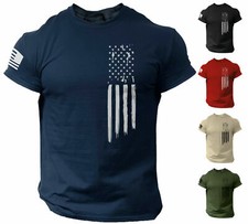 Men's American Flag USA Patriotic T Shirt Army Military Veteran Style Shirt