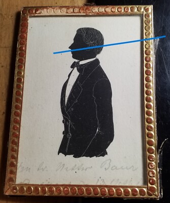 Stuttgart - 1851 - junger Mann - Widmung an Vetter Baur / Silhouette
