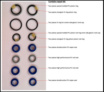 Repair kit for all Volvo Penta DPH/DPR steering rams (UPGRADED) for 2 cylinders
