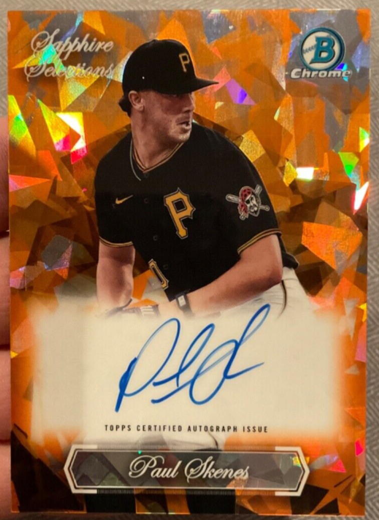 2023 BOWMAN CHROME DRAFT SAPPHIRE SELECTIONS PAUL SKENES ORANGE REF AUTO #25/25