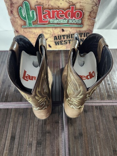 Laredo Lea Vamp Fox Brown Leather Western Cowgirl Boots Womens Size 9 M #5742 - Picture 4 of 18