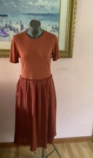 Zara Burnt Orange Dress Sz S Fit & Flare pleated