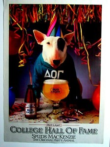 Spuds-Mackenzie-Poster-Original-Party-Animal-College-HOF-19-x-27-034-NOS-1984