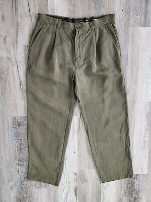 Tommy Bahama Dress Pants 35 X 30 Green 100% Silk Old Money