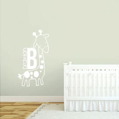 Custom Giraffe Name Wall Decal - Personalized Nursery & Kids Room Animals Decor