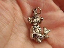 Hindu God Vishnu as a Fish Avatar 3D 925 Solid Sterling Silver Charm Free Ship
