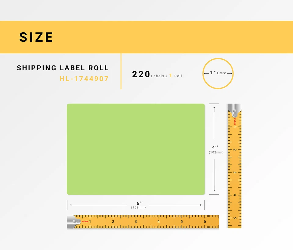 DYMO LW 1744907 GREEN 4XL 4x6 4"x6" - SIX (6) Rolls All-Purpose Labels FREE SHIP - Image 3 of 4