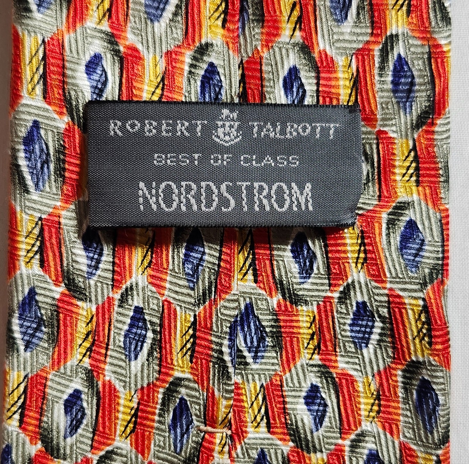 Robert Talbott Orange Blue Geometric 100% Silk Ne… - image 9