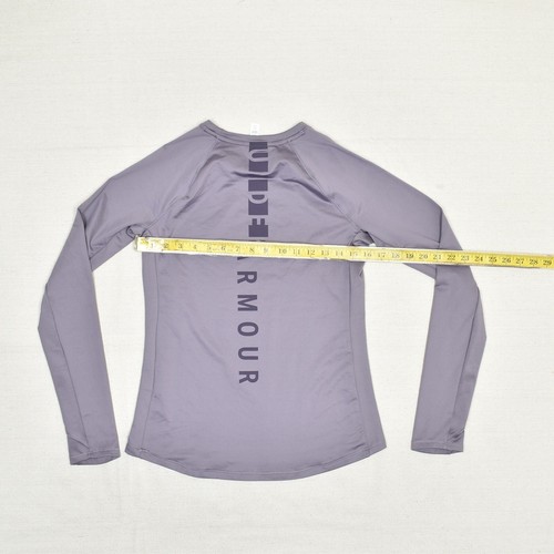 Under Armour Women's T Shirt Long Sleeve Polyester Purple Size S Fitted Coldgear - Picture 4 of 8