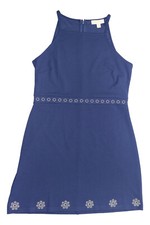 Michael Kors Women's Studded Embellished Apron Neck Dress True Navy X-Small NWT