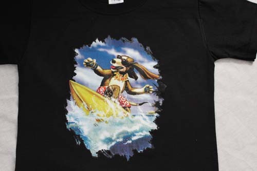 dog surfer puppy ocean funny novelty graphic t-shirt tee board boy girl youth - Picture 3 of 23
