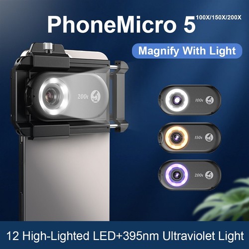 NEW PhoneMicro 5 Smartphone Microscope Lens100X - 200X Macro with LED for Phone - 第 3/19 張圖片