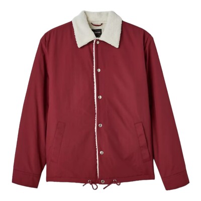 Urban Outfitters Standard Cloth Maroon Red Fleece Lined Coach Jacket Size  Medium - Main Image