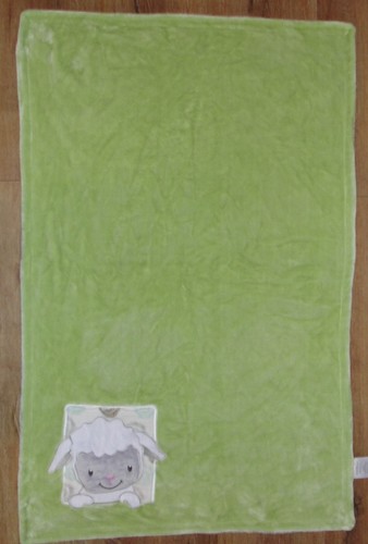 Little Miracles Green Lamb Baby Blanket Gray Brown Circles - Picture 2 of 5