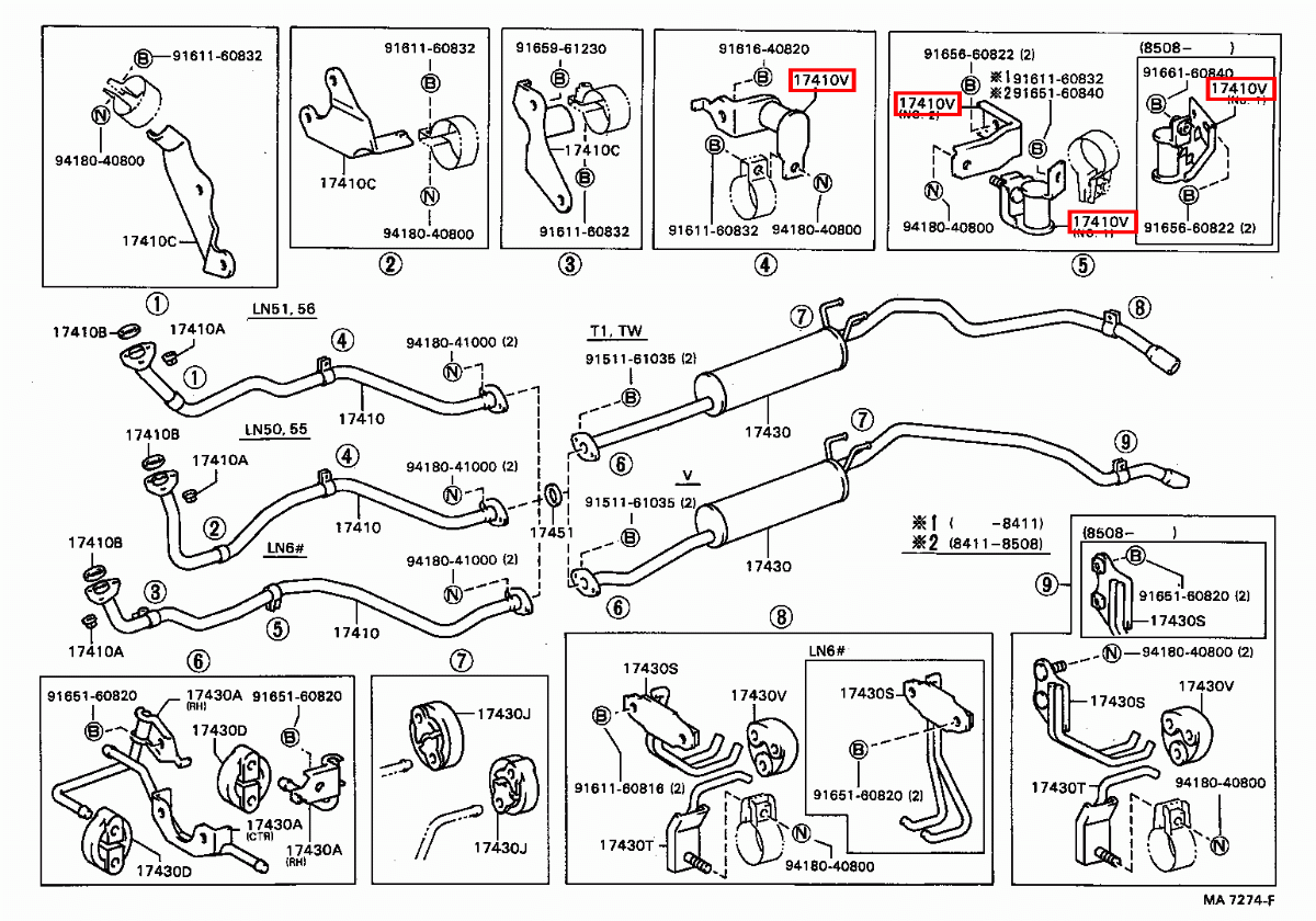 Genuine Toyota Hilux LN65 LN60 LN106 Exhaust Pipe Bracket Rubber Mount