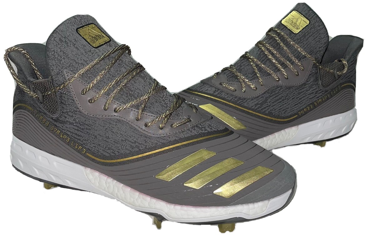 adidas Icon V Boost Baseball Cleats Grey Gold Metallic Men