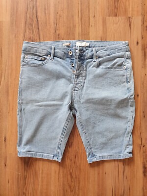 TOPMAN Herren Jeans Bermuda, UK 34, blue denim