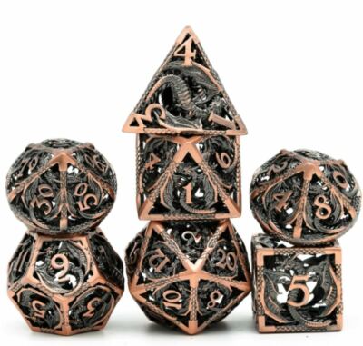 Bronze Elder Wyrm Hollow Metal Dice Set Poly RPG DnD Dungeons Dragons d20 AD&D