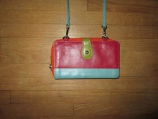 ILI New York Colorblock Leather Wallet-On -A- String Crossbody Organizer RFID