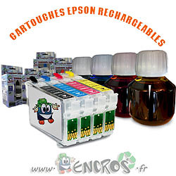 Cartouches rechargeables T0321 T0324 Epson à puce auto-reset économique