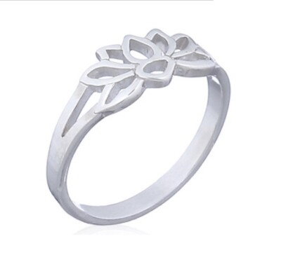 Handgefertigter 925 MASSIVER Sterlingsilber Ring offen Lotusblüte Größe J bis T