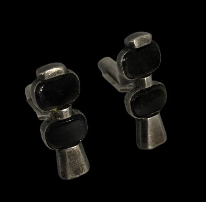 Coppia di gemelli in argento sterling e pietre - Immagine 2 di 4